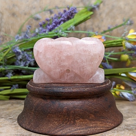 Rose Quartz Double Heart Carving~CRHTRQDC