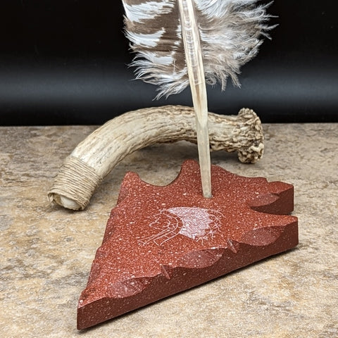 Pipestone Arrowhead Feather Stand~CRPSAHFS