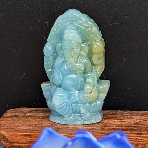 Blue Calcite Ganesha Carving~CRBCGC02