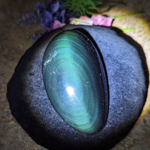 Rainbow Obsidian Palm Stone~CRROPS04