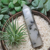 “Bamboo Leaf” Green tourmaline in Snow Quartz~CRBLGT01