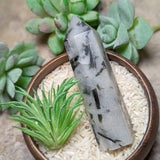 “Bamboo Leaf” Green tourmaline in Snow Quartz~CRBLGT07