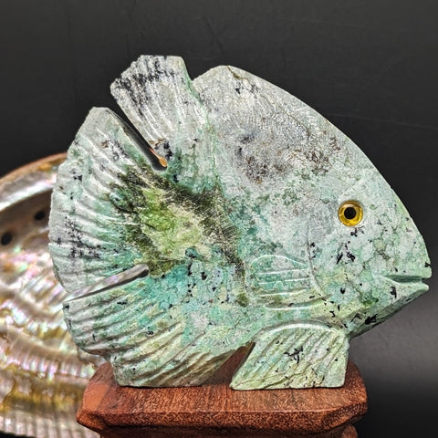 Copper Mineral Quartz Fish Carving~CRCMQFCR
