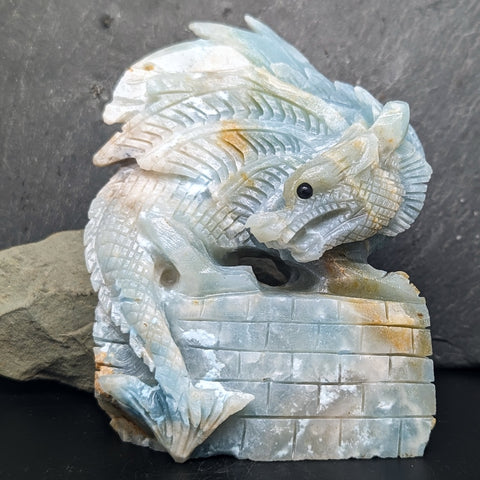 Amazonite "Firebreather" Castle Dragon Carving~CRAMBREA