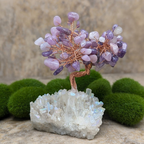 Angel Aura & Lepidolite Gem Tree~CRAALPGT