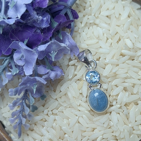 Aquamarine & Blue Topaz Pendant~JSSAQBTP