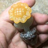 Potted Yellow Calcite Flower Carving~CREMFYCA