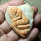 "Red Malachite" Mermaid II Carving~CRCRV032