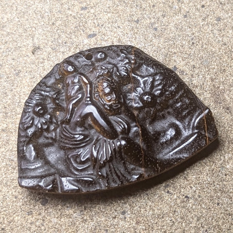 Tiger Eye "Man & Cupid" Carving~CRCRV041