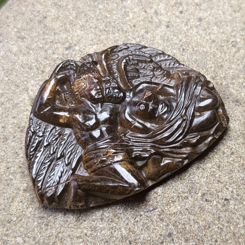 Tiger Eye "Angel Lovers" Carving~CRCRV092