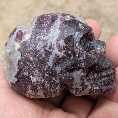 Purple Fluorite in Quartz Skull~CRPFQSK1