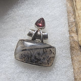 Montana Agate & Garnet Pendant~JSSMAG14