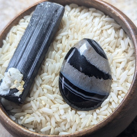 Black Onyx & Quartz Cabochon~JCABBOQ1