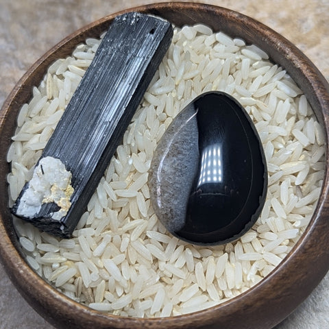 Black Onyx & Quartz Cabochon~JCABBOQ2