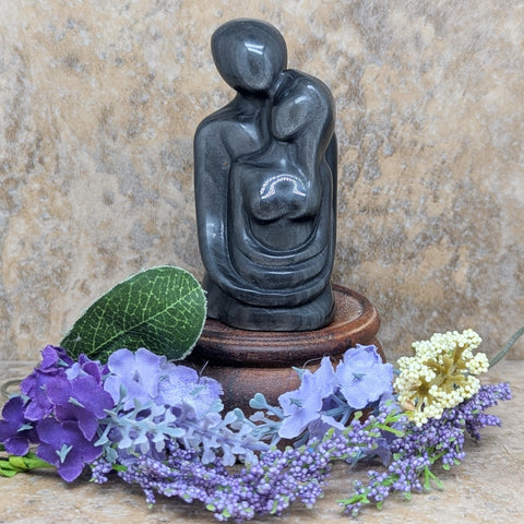 Silver Sheen Obsidian "Sweethearts" Carving~CRSSOSWT