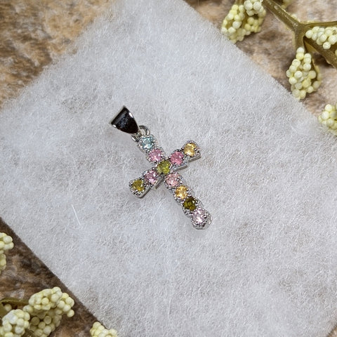 Faceted Mixed Tourmaline Pendant~JMTSSP02