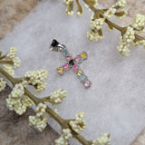 Faceted Mixed Tourmaline Cross Pendant~JMTSSP05
