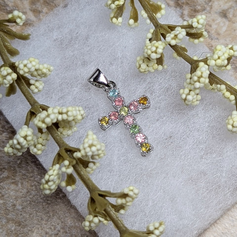Faceted Mixed Tourmaline Cross Pendant~JMTSSP06