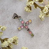 Faceted Mixed Tourmaline Cross Pendant~JMTSSP07
