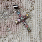 Faceted Mixed Tourmaline Cross Pendant~JMTSSP07