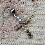 Faceted Mixed Tourmaline Cross Pendant~JMTSSP10