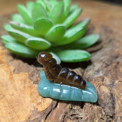 Tiger Eye Mini Caterpillar Carving~CRTIGCT1
