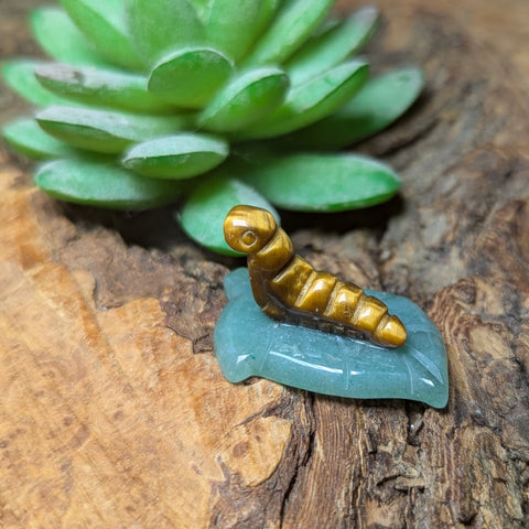 Tiger Eye Mini Caterpillar Carving~CRTIGCT2
