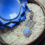 Blue Lace Agate & Amethyst Pendant~JSSBLAAP