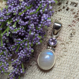 Rainbow Moonstone & Amethyst Pendant~JSSRMP07
