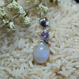 Rainbow Moonstone & Amethyst Pendant~JSSRMP07