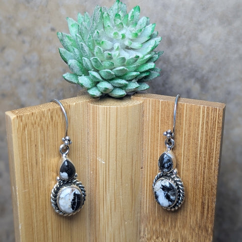 White Buffalo Turquoise Earrings~JSSWBTER