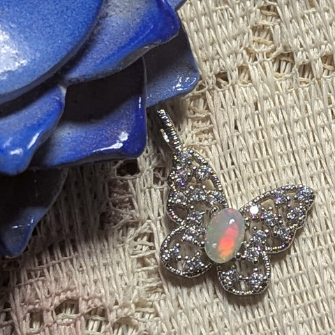 Opal Butterfly Pendant~JOPBFSS2
