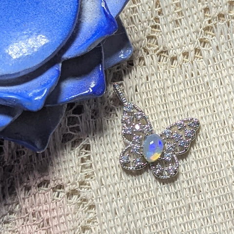 Opal Butterfly Pendant~JOPBFSS3
