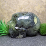 Epidote in Prehnite Skull~CRCEPSKL