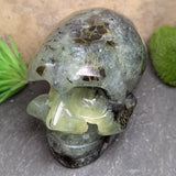 Epidote in Prehnite Skull~CRCEPSKL