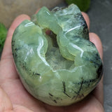 Epidote in Prehnite Skull~CRCEPSKL