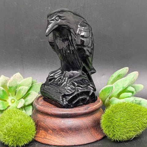 Black Obsidian Raven Carving~CRORAVEN
