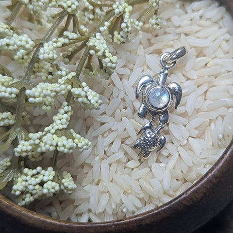 Rainbow Moonstone Sea Turtle Pendant~JSSRMSTP