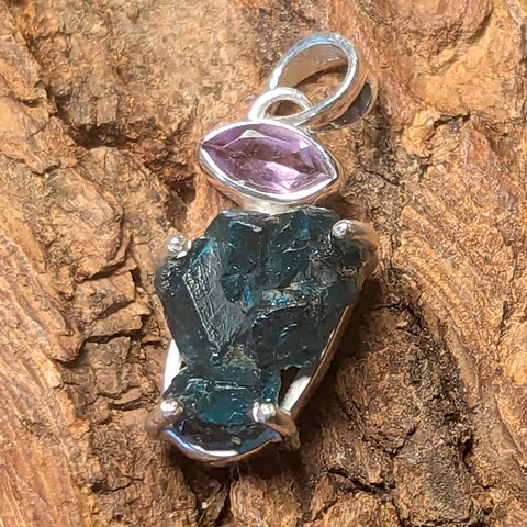 Dioptase & Amethyst Pendant~JDIOPP01