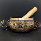 Black 7 Chakras Buddha Singing Bowl / Meditation Bowl~ SBOWLBCB