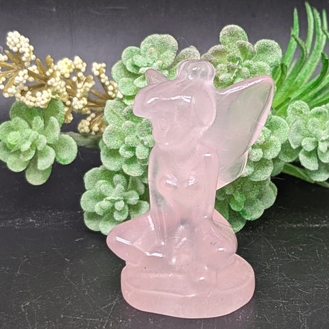 Rose Quartz Fairie Carving~CRRQFAIR