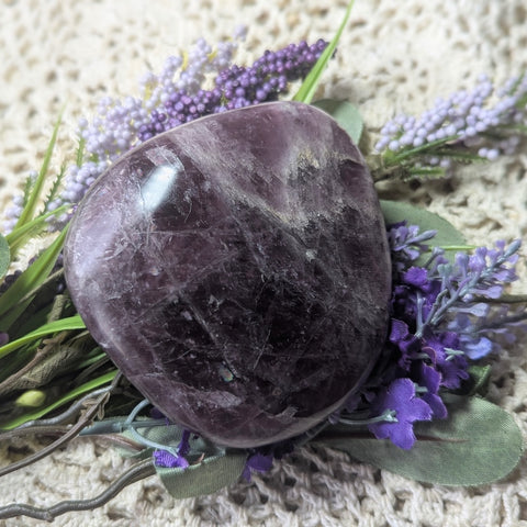Purple Anhydrite Palm Stone~CRPAPA02