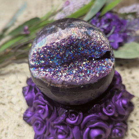 Titanium Amethyst Geode Sphere~CRTAGS02