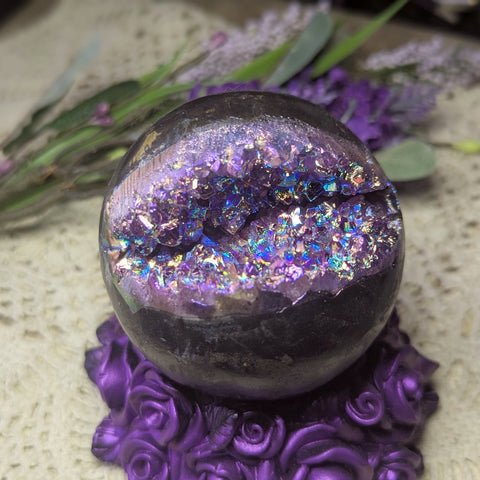 Titanium Amethyst Geode Sphere~CRTAGS03