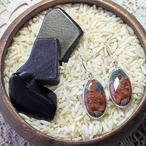 Peanut Obsidian Earrings~JSSEP0B2