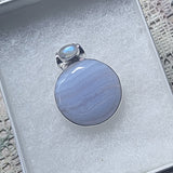 Blue Lace Agate & Moonstone Pendant~JSSBLAM1
