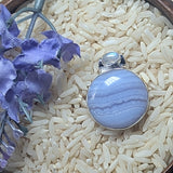 Blue Lace Agate & Moonstone Pendant~JSSBLAM1