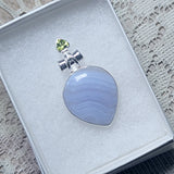 Blue Lace Agate & Peridot Pendant~JSSBLAP1
