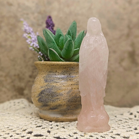 Rose Quartz Mother Mary Carving~CRRQMARY