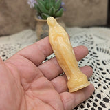 Mother Mary Yellow Calcite Carving~CRYCMARY